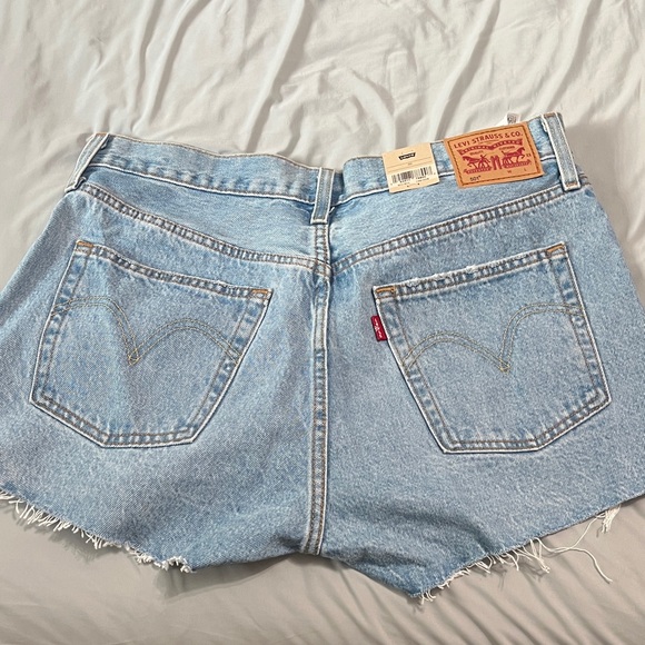 Levi's Light Blue Distressed Jean Shorts - Picture 5 of 7